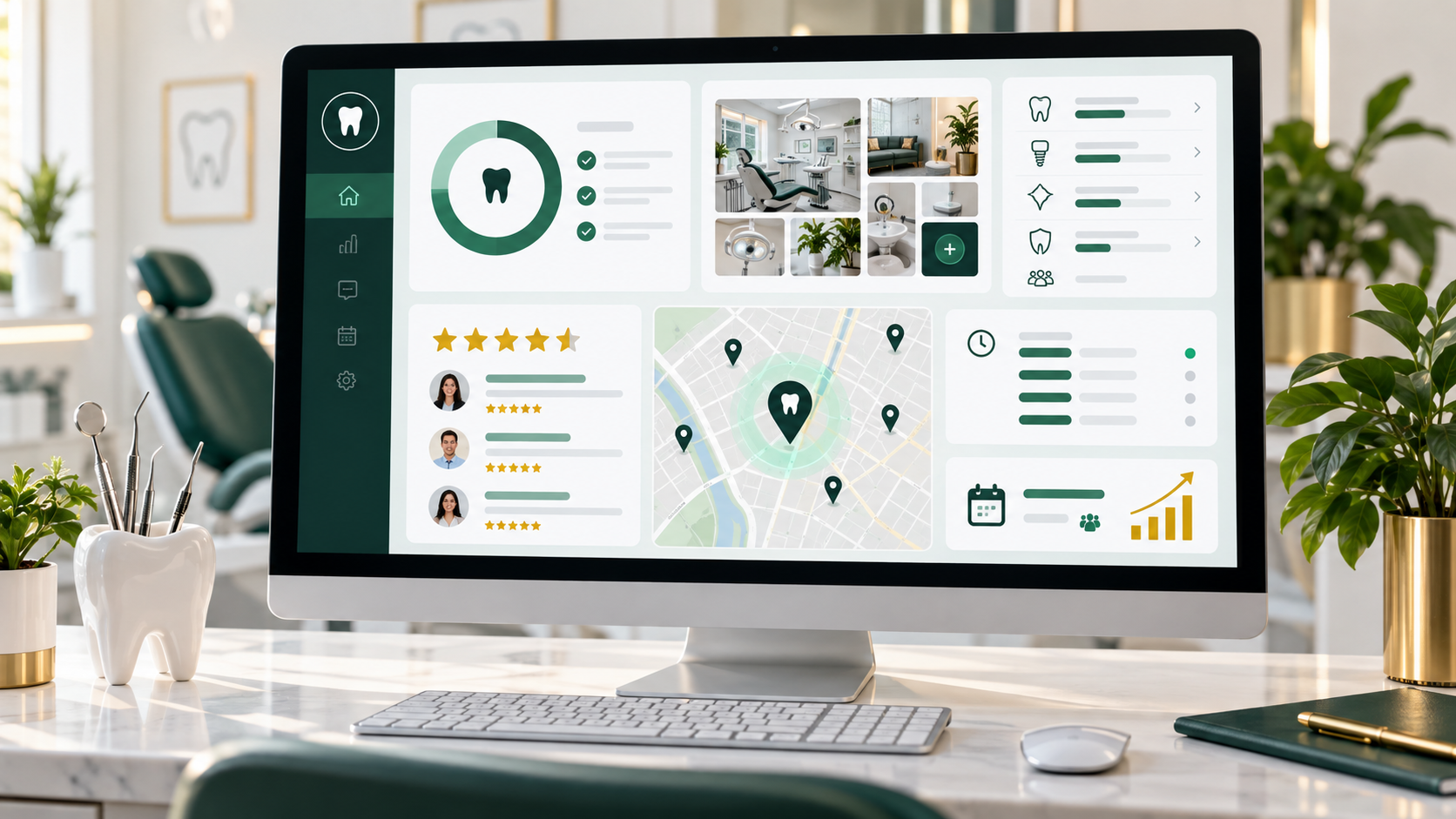 Illustration of a dentist Google Business Profile optimization dashboard